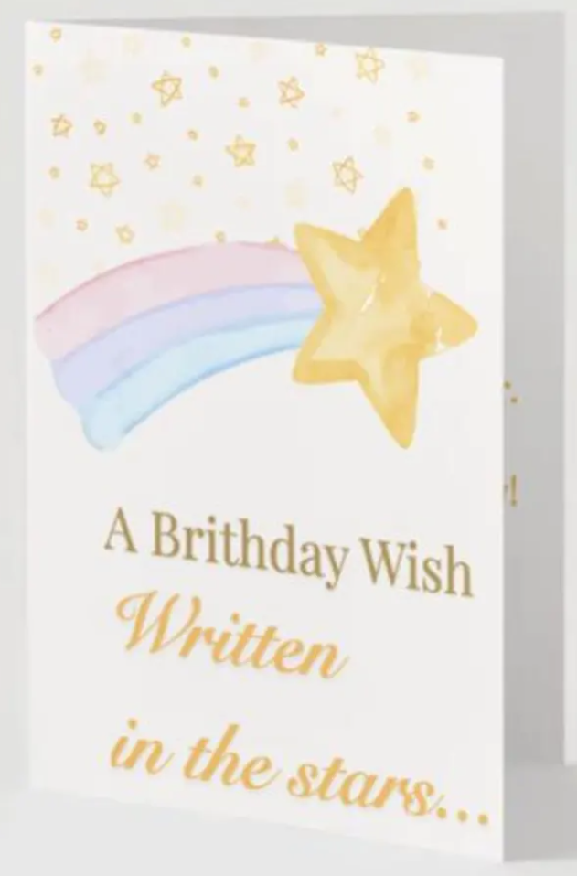 Digital lunar birthday card with stars
